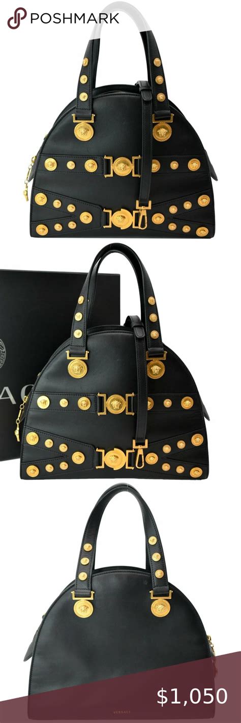 versace bowling bag black|Versace Tag Bowling Shoulder Bag Black,Gold .